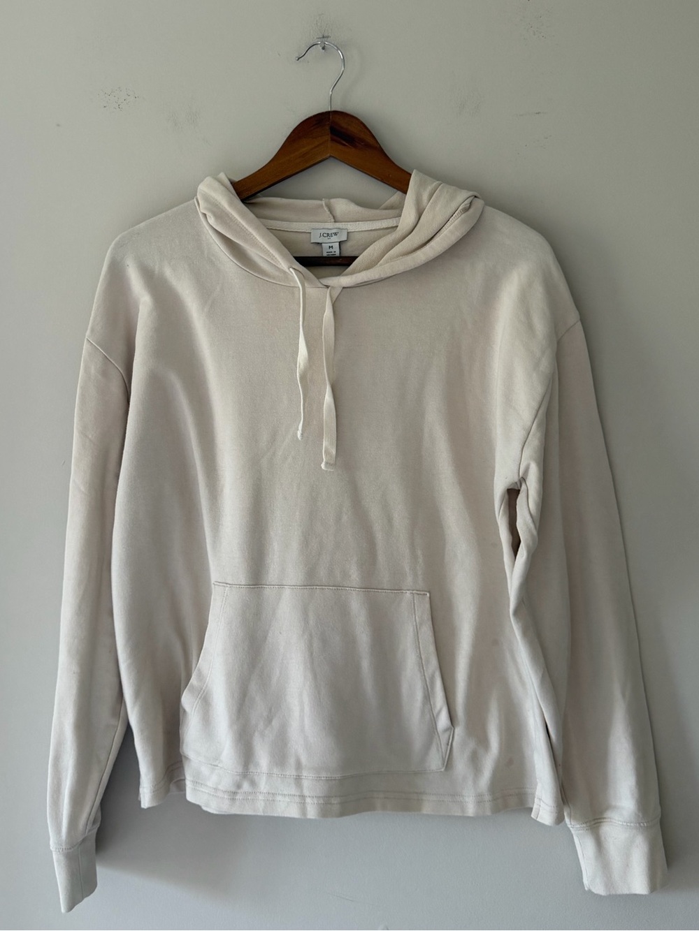 J. Crew Cream Drawstring Hooded Sweatshirt Size Medium
